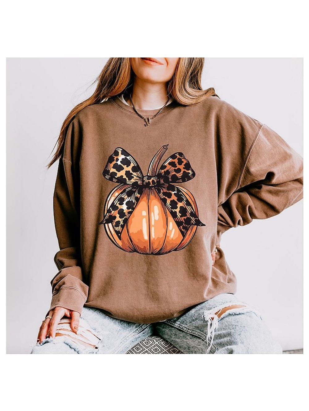 NWT Simply Sage Market Coquette Fall Pumpkin Lightweight Garment Dyed Sweatshirt